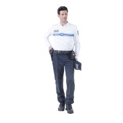 Polo Blanc Police Municipale manches longues maille dsw - 5XL