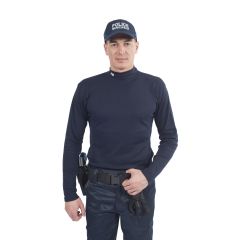 Sous-pull coton/élasthane bleu marine broderie PM